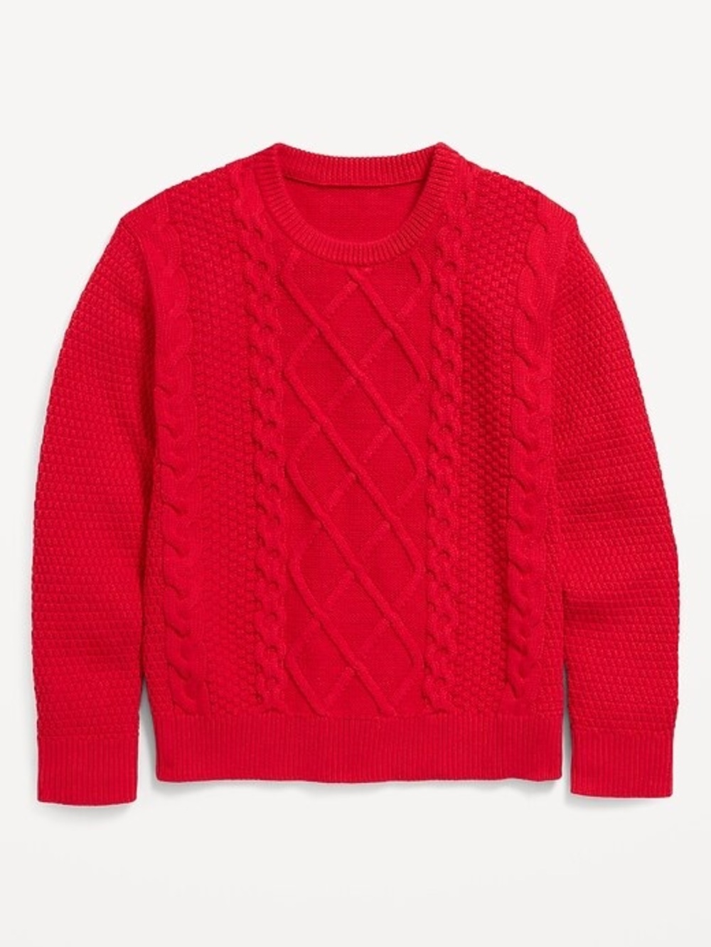 Old Navy Red Crewneck Cable Knit Sweater